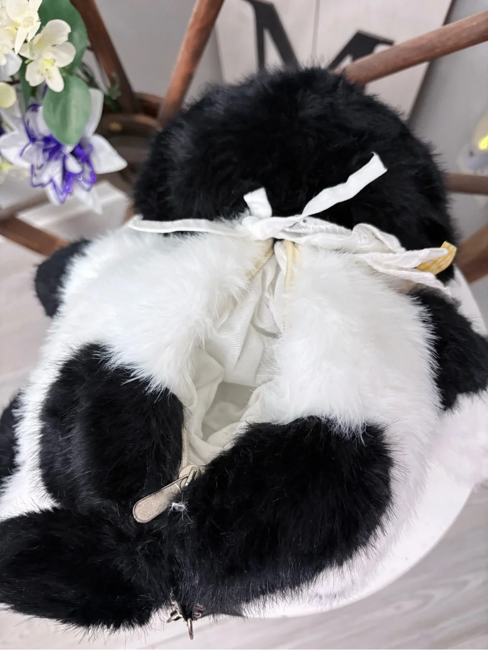 Black and White Plush Cat Stuffed Animal Backpack NWT
